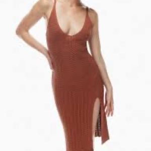 Aritzia brown crochet dress